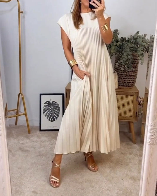💐🔥2025 Vårsalg -49%OFF💞Elegant enkel plissert ermeløs kjole💞Kjøp 2 gratis levering