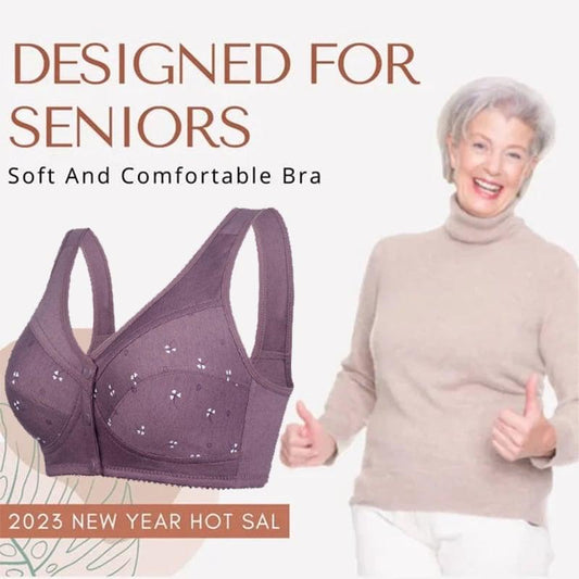 🔥Siste dag Kjøp 1 og få 2 gratis 🔥Design for Senior-BH i bomull med frontlukking
