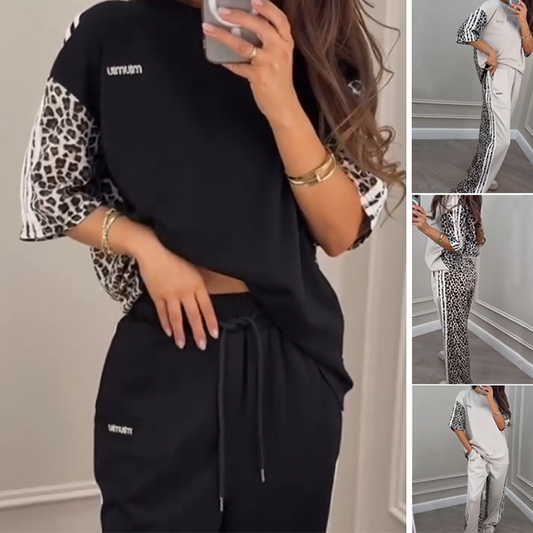 🌺  2025 Nya Arrive - 50% rabatt 🌺  Patchwork Sweatshirt med leopardtrykk