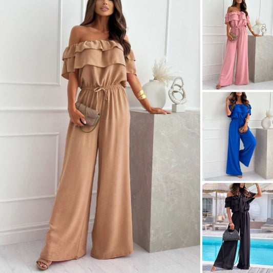 🌺 Jumpsuit med volanger uten skulder for kvinner🍑
