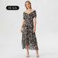 💖 Kvinners off-the-shoulder V-hals kjole med trykk