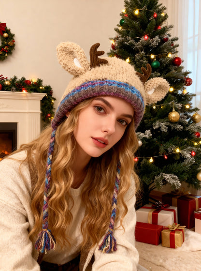 🎅Overraskelsespris!🎄🦌Håndlaget strikket julegevir 2-i-1 (lue/håndveske)🧶2