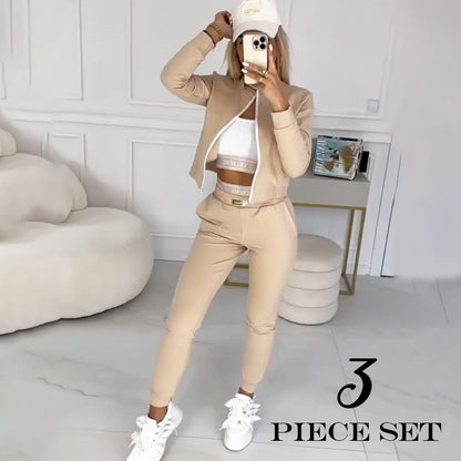 🔥3-delt treningsdress med glidelås for dame💟