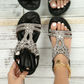 🔥💖 2025 Nytt sommersalg - 49%OFF 💖 Flate sommersandaler for kvinner med rhinestones