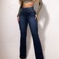 Stretch flare jeans med høy midje