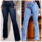 Stretch flare jeans med høy midje