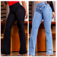 Stretch flare jeans med høy midje