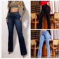 Stretch flare jeans med høy midje