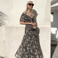 💖 Kvinners off-the-shoulder V-hals kjole med trykk