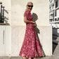 💖 Kvinners off-the-shoulder V-hals kjole med trykk