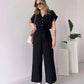 【Høyere kvalitet】💖 V-hals kort ermet casual jumpsuit for kvinner