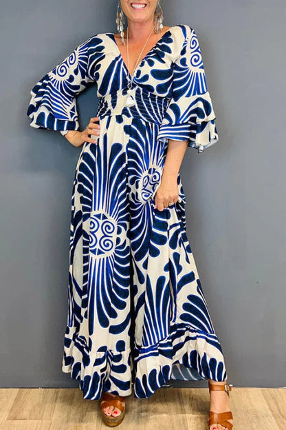 🌼 Lommebukser med volanger og ermer med vintage blomstermotiv🔥Denne ukens tilbud - 40 % rabatt på din første bestilling