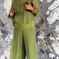 💐✨Elegant chiffon vidbent bukse to-delt sett