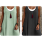 ⏰Siste dag i salget: 50 % rabatt 💃Avslappet og romslig, ermeløs to-delt tank-top-kjole for damer