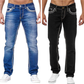 Herrejeans med høy elastisitet og doble sømmer