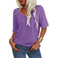 👚Ensfarget V-hals-T-skjorte for kvinner
