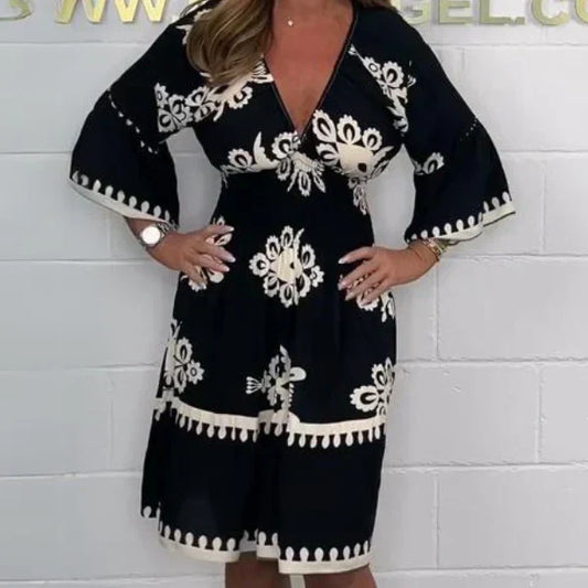 🔥Siste dag 50% rabatt - Sommerkjole med trykk for kvinner