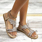 🔥💖 2025 Nytt sommersalg - 49%OFF 💖 Flate sommersandaler for kvinner med rhinestones