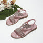 🔥💖 2025 Nytt sommersalg - 49%OFF 💖 Flate sommersandaler for kvinner med rhinestones
