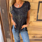 🔥Topp med frynser og rund halsutringning for dame