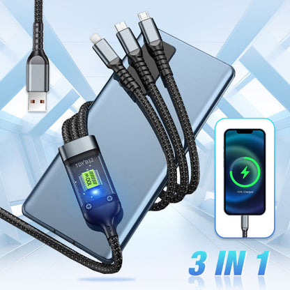 Superrask 100 W-lading, gjennomsiktig 3-i-1-datakabel