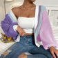 Strikket oversize cardigan i kontrastfarge