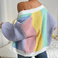 Strikket oversize cardigan i kontrastfarge