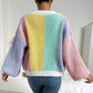 Strikket oversize cardigan i kontrastfarge