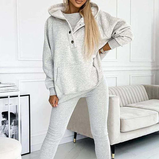 💕💕Løst og behagelig tredelt sett med hettegenser og sweatshirt
