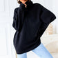 🎅Begrenset julesalg - 49 % rabatt🎅Overdimensjonert strikkegenser med turtleneck i ensfarget turtleneck til dame