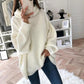 🎅Begrenset julesalg - 49 % rabatt🎅Overdimensjonert strikkegenser med turtleneck i ensfarget turtleneck til dame