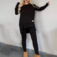 🔥Nyttårstilbud - 50 % rabatt🔥Genser med høy spalte og lav nederkant ＆ Bodycon buksesett