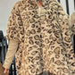 💖Damejakke i fuskepels med leopardmønster