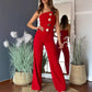 🛍️Sleeveless Jumpsuit med vide ben og pyntede knapper🎉