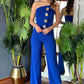 🛍️Sleeveless Jumpsuit med vide ben og pyntede knapper🎉