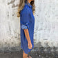 💙🖤Casual denim jakkeslagskjole for kvinner
