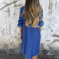 💙🖤Casual denim jakkeslagskjole for kvinner