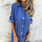 💙🖤Casual denim jakkeslagskjole for kvinner
