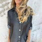 💙🖤Casual denim jakkeslagskjole for kvinner