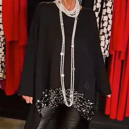 ✨Patchwork-top med paljettmønster og uregelmessig kant👗