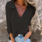 🎉Godt nytt år! 50% OFF 🛍️Stylish Strikket topp med V-hals og trekvart ermer
