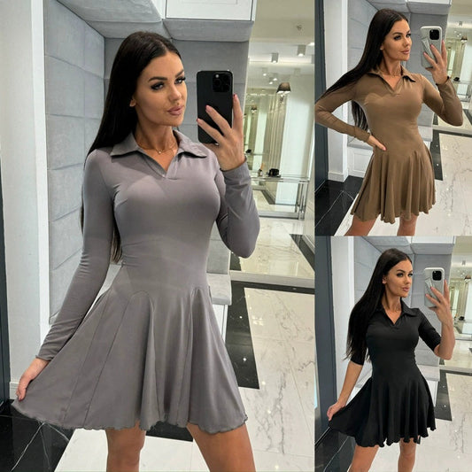 💐 Flare Hem lang ermet A Line kjoler for kvinner