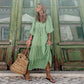 💖SISTE DAG SALG 50% RABATT 💖  Elegant boho maxikjole for kvinner med puffermer👗