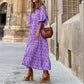 💖SISTE DAG SALG 50% RABATT 💖  Elegant boho maxikjole for kvinner med puffermer👗