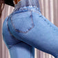 Stretch flare jeans med høy midje