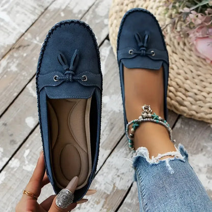 🔥Siste dagskampanje med 50 % rabatt - Komfortable, myke loafers i vintage-stil med sløyfe til dame