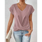 💥BIG SALE👚Elegant kortermet T-skjorte med vridd V-hals