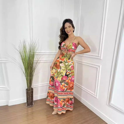 Halterneck ermeløs, ryggløs, slank, sexy strandkjole for damer