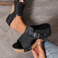 Dammode Peep Toe Wedge Platform Sandaler