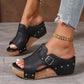 Dammode Peep Toe Wedge Platform Sandaler